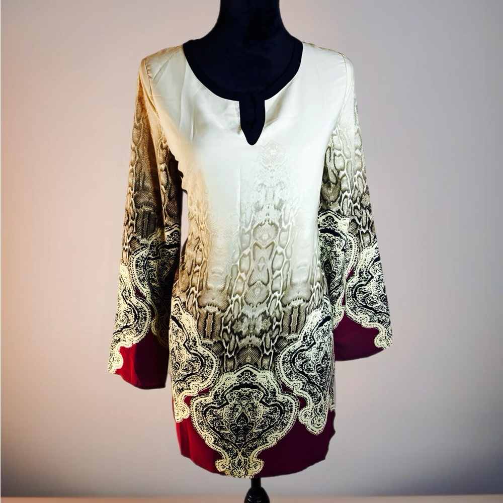 West 36th Long Sleeve Tunic Snake Print